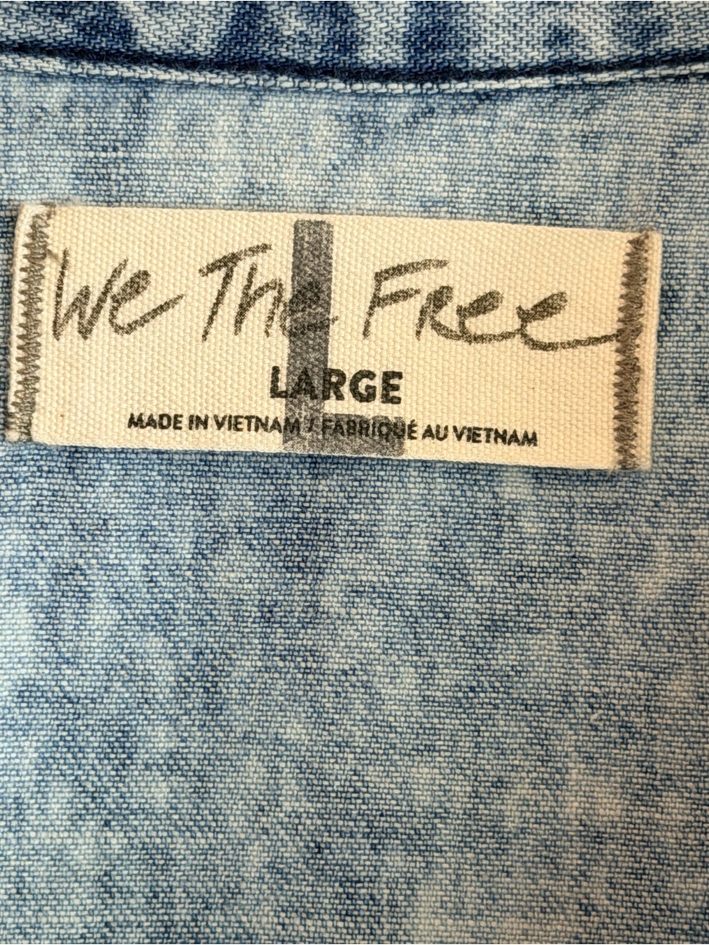 We the Free Hannah Denim mini dress buttondown, pockets, acid wash, Sz L - Picture 2 of 12